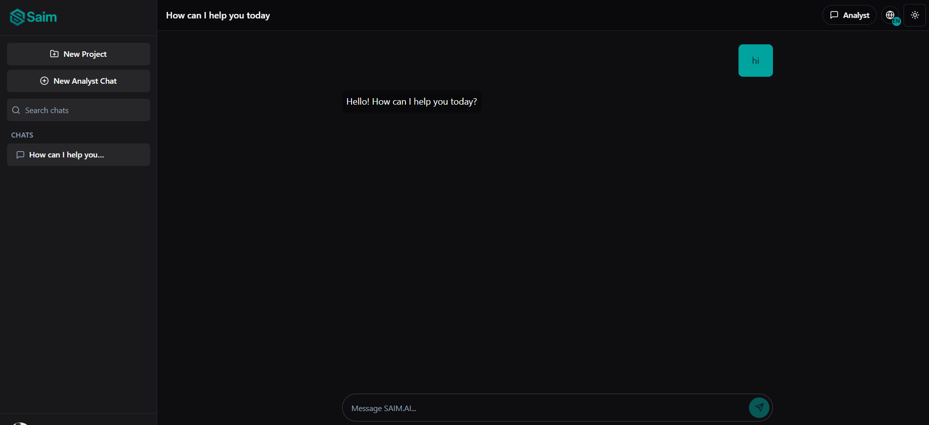 Saim AI Chat Interface